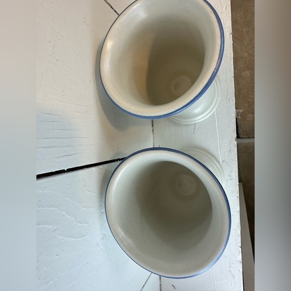 Pfaltzgraff Yorktowne Chalice Goblets Set 2 Vintage Stoneware Blue Cottagecore - Picture 8 of 10